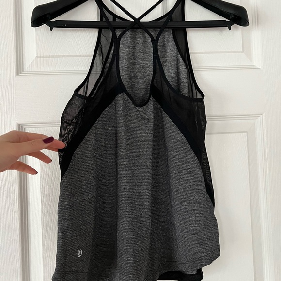 Lululemon mesh racerback tank (grey/black, size 8) - Picture 3 of 4
